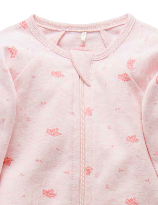 Pink Leaf Premmie Zip Growsuit