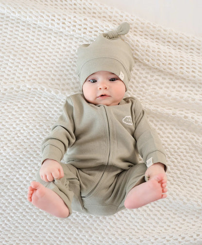 Organic Cotton Waffle Beanie - Sage