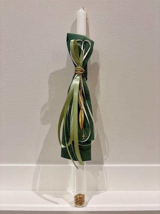 Glass Tube Olive & Pyrite Greek Easter Candle/Lambatha