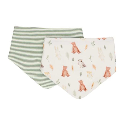 Cotton Bandana Bibs 2pk - Forest Friends