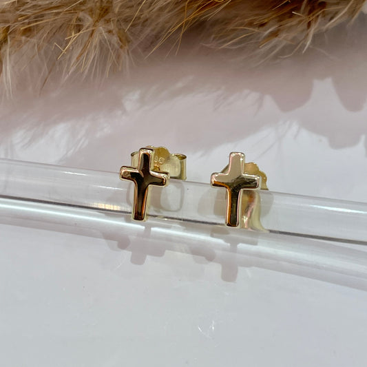 Mini Cross Earrings - Gold