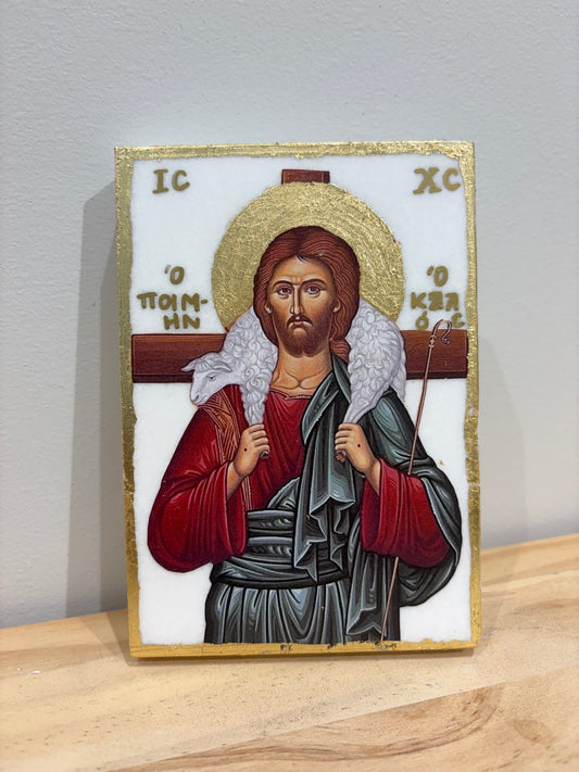 Christ the Good Shepherd – White Marble
