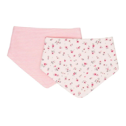 Cotton Bandana Bibs 2pk - Pink petals
