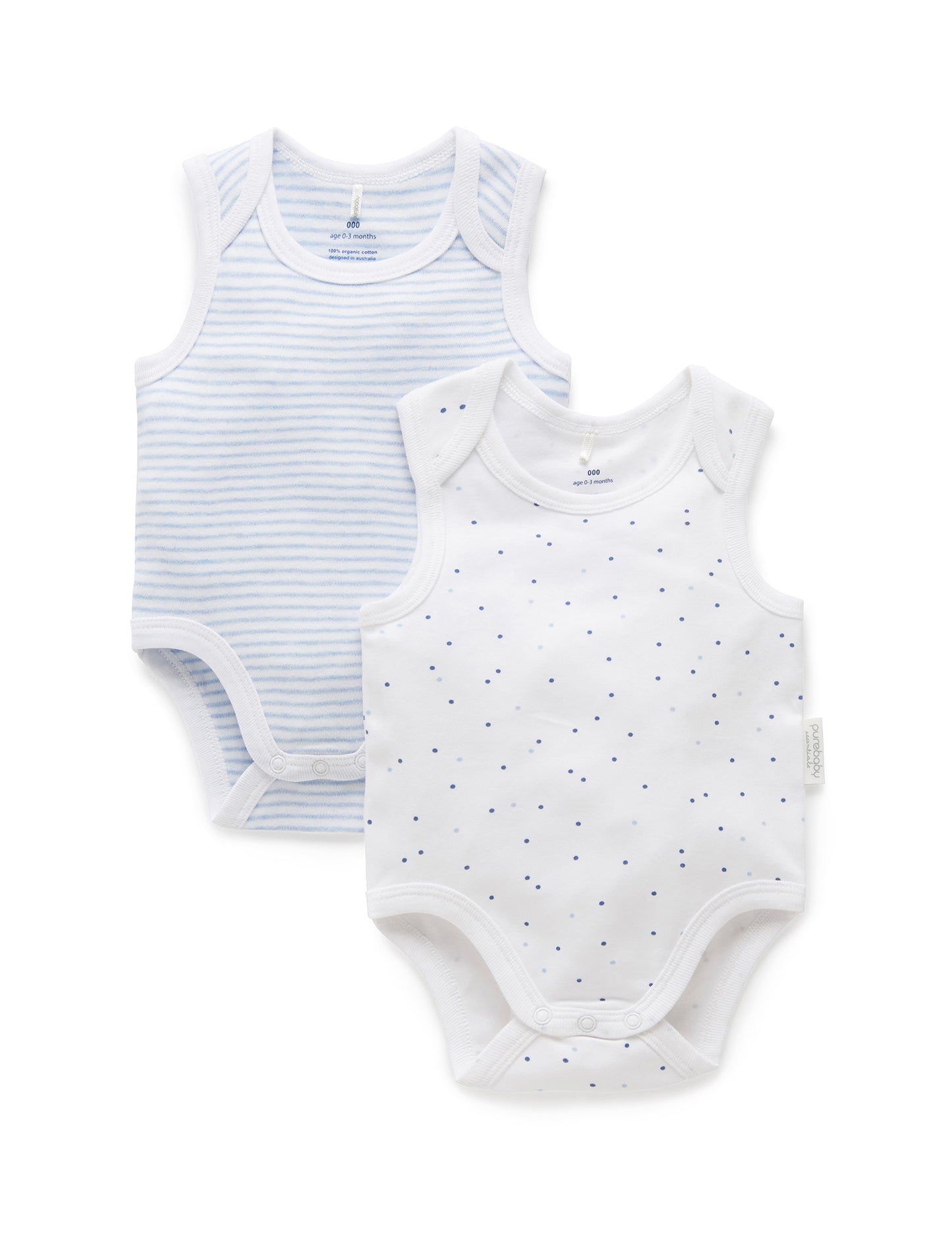 Singlet Bodysuit 2pk - Pale Blue