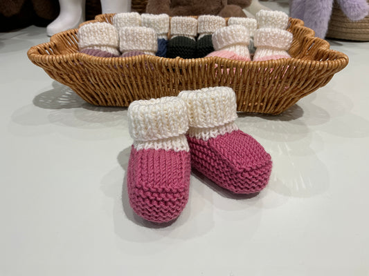 Locally Hand Knitted Aus/NZ Merino Booties - Berry