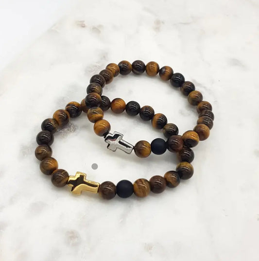 Tiger Eye Cross Bracelet