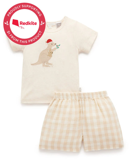 Gingham Festive Kangaroo Short PJ Set