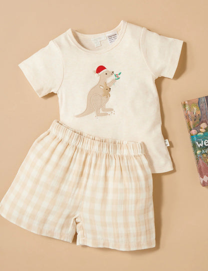 Gingham Festive Kangaroo Short PJ Set