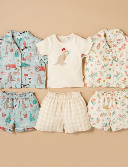 Gingham Festive Kangaroo Short PJ Set