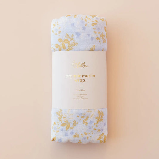 Organic Muslin Wrap Swaddle - Delphinium