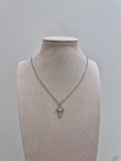 White Opalite Cross Necklace