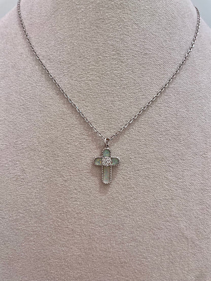 White Opalite Cross Necklace