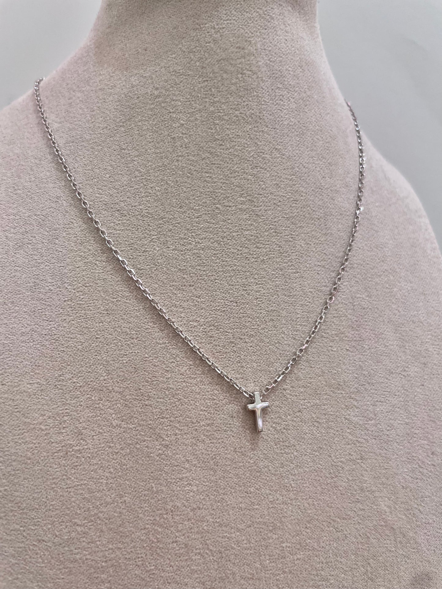 Mini Cross Necklace - Silver