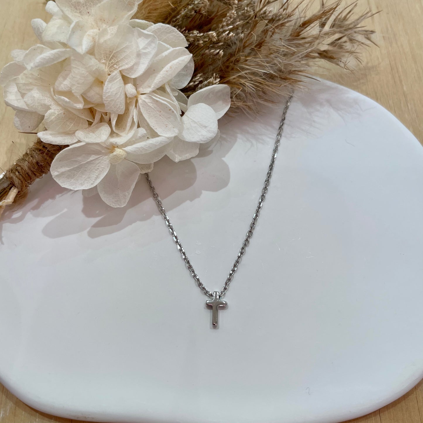 Mini Cross Necklace - Silver