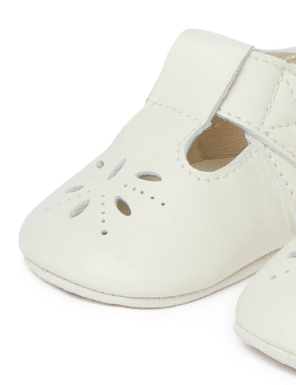 Leather Pre-Walker Eyelet T-Bars - White