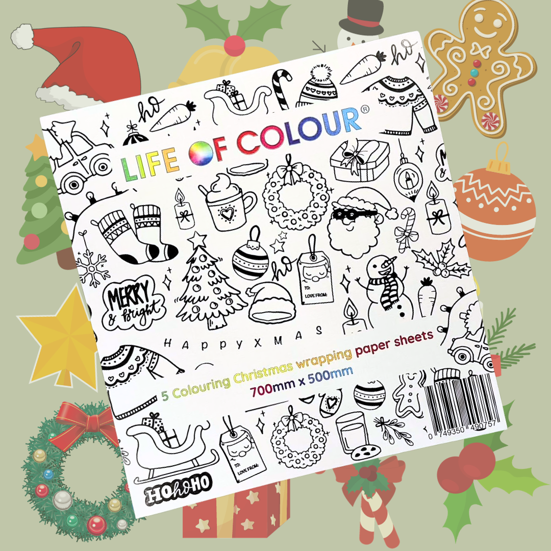 Wrapping Paper Colouring Christmas Colouring Wrapping Paper 5pk – Kounelakia