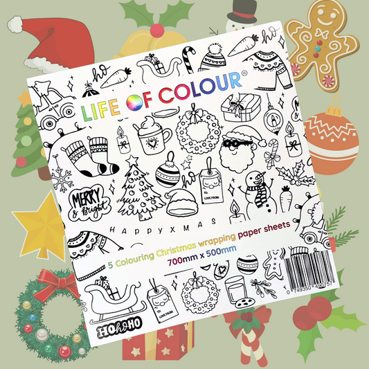 Colouring Christmas Wrapping Paper 5pk