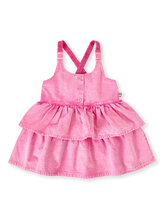Saskia Denim Frill Pinafore Dress