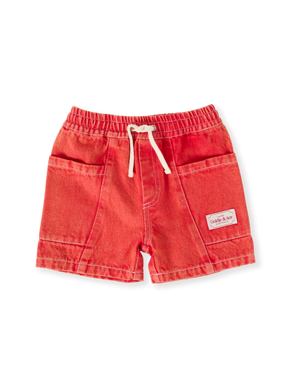 Noah Denim Pocket Shorts - Apple Red