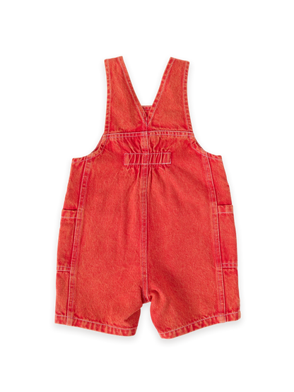 James Vintage Washed Denim Pocket Overalls - Apple Red