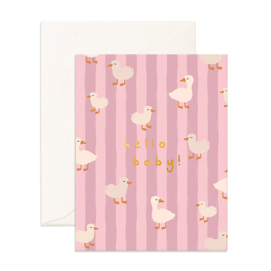 Hello Baby Ducks Pink Card