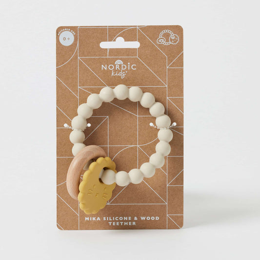 Mika Silicone & Wood Teether - Lion