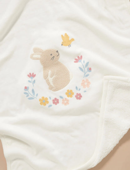 Embroidered Lined Blanket - Rabbit