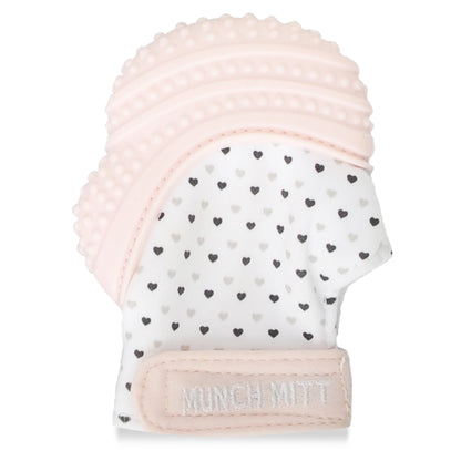 Teething Munch Mitt - Pink Hearts