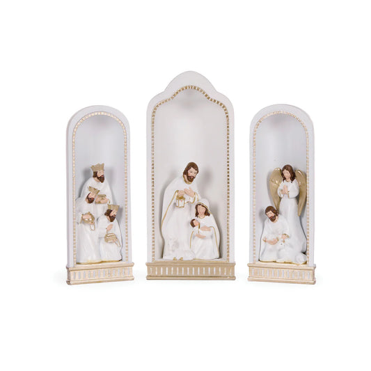 White & Gold Nativity 3pc Set