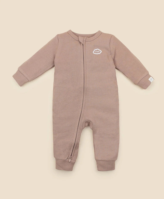 Organic Cotton Waffle Growsuit - Mocha