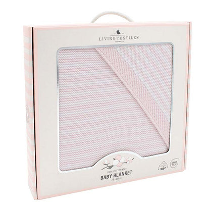 Knitted Stripe Blanket - Blush/White