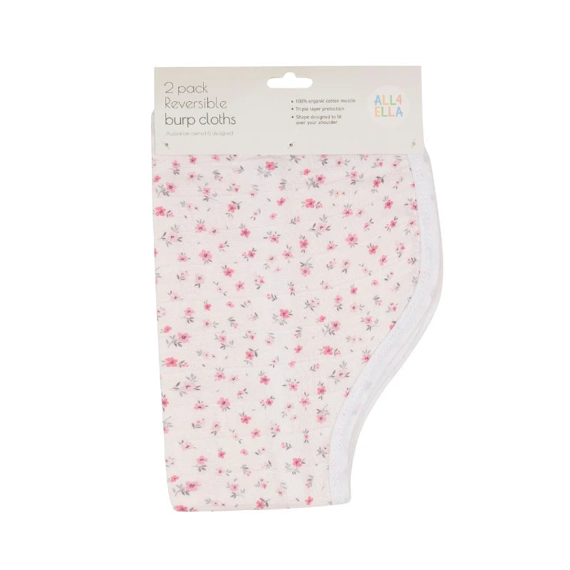 Organic Burp Cloth 2pk - Pink Petals