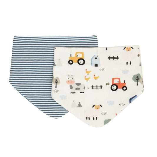 Cotton Bandana Bibs 2pk - Barnyard