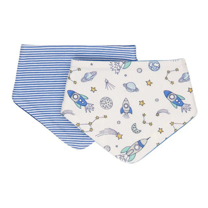 Cotton Bandana Bibs 2pk - Blast Off