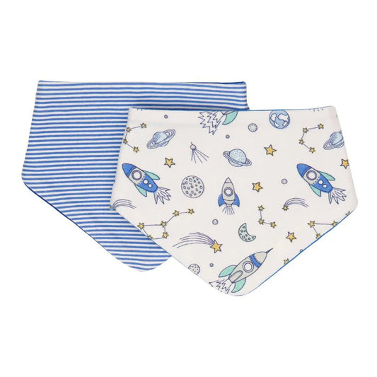 Cotton Bandana Bibs 2pk - Blast Off