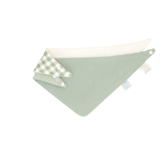 Cotton Bandana Bibs 2pk - Gingham Sage