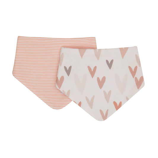 Cotton Bandana Bibs 2pk - Hearts