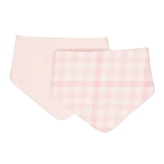 Cotton Bandana Bibs 2pk - Gingham Pink