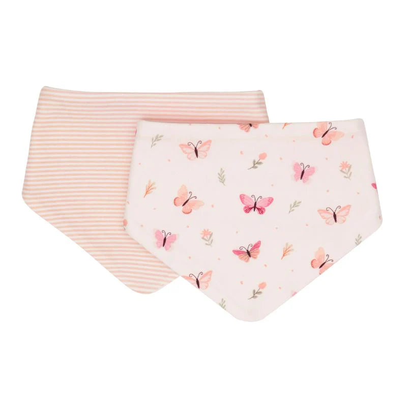 Cotton Bandana Bibs 2pk - Sweet Butterflies