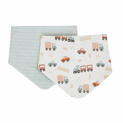 Cotton Bandana Bibs 2pk - Blue Trucks