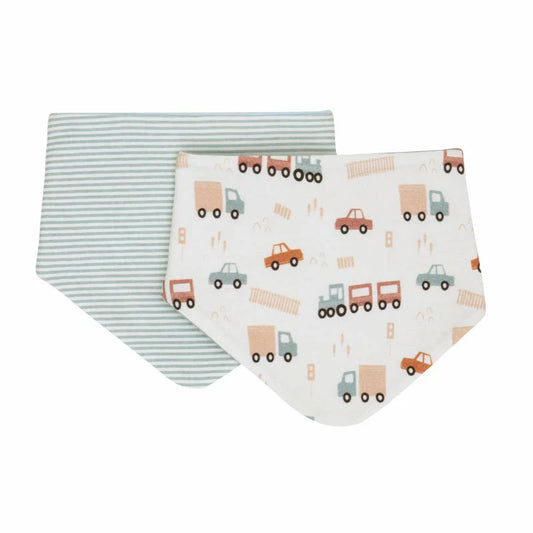 Cotton Bandana Bibs 2pk - Blue Trucks