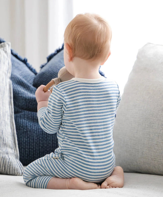 Organic Cotton Growsuit - Blue Stripes
