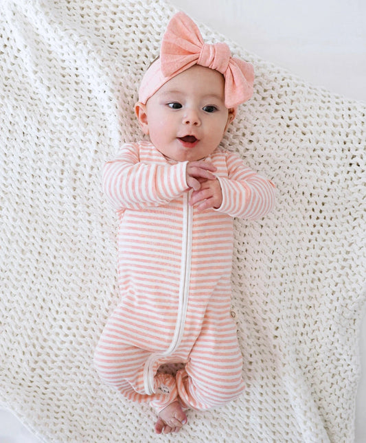 Organic Cotton Growsuit - Pink Stripes