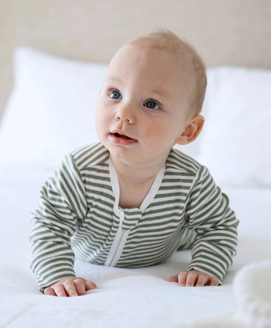 Organic Cotton Growsuit - Green Stripes