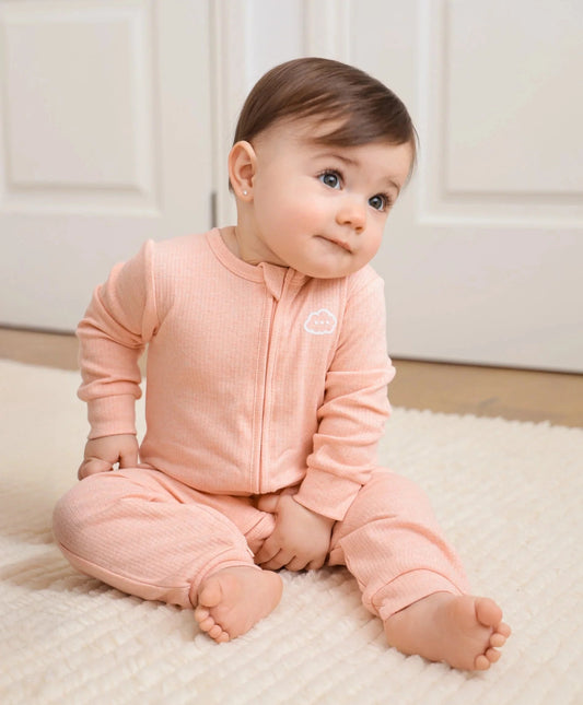 Organic Cotton Waffle Growsuit - Pink