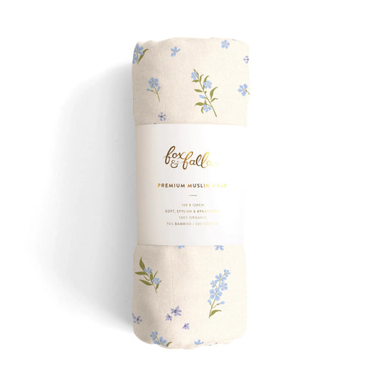 Organic Muslin Wrap Swaddle - Forget Me Not