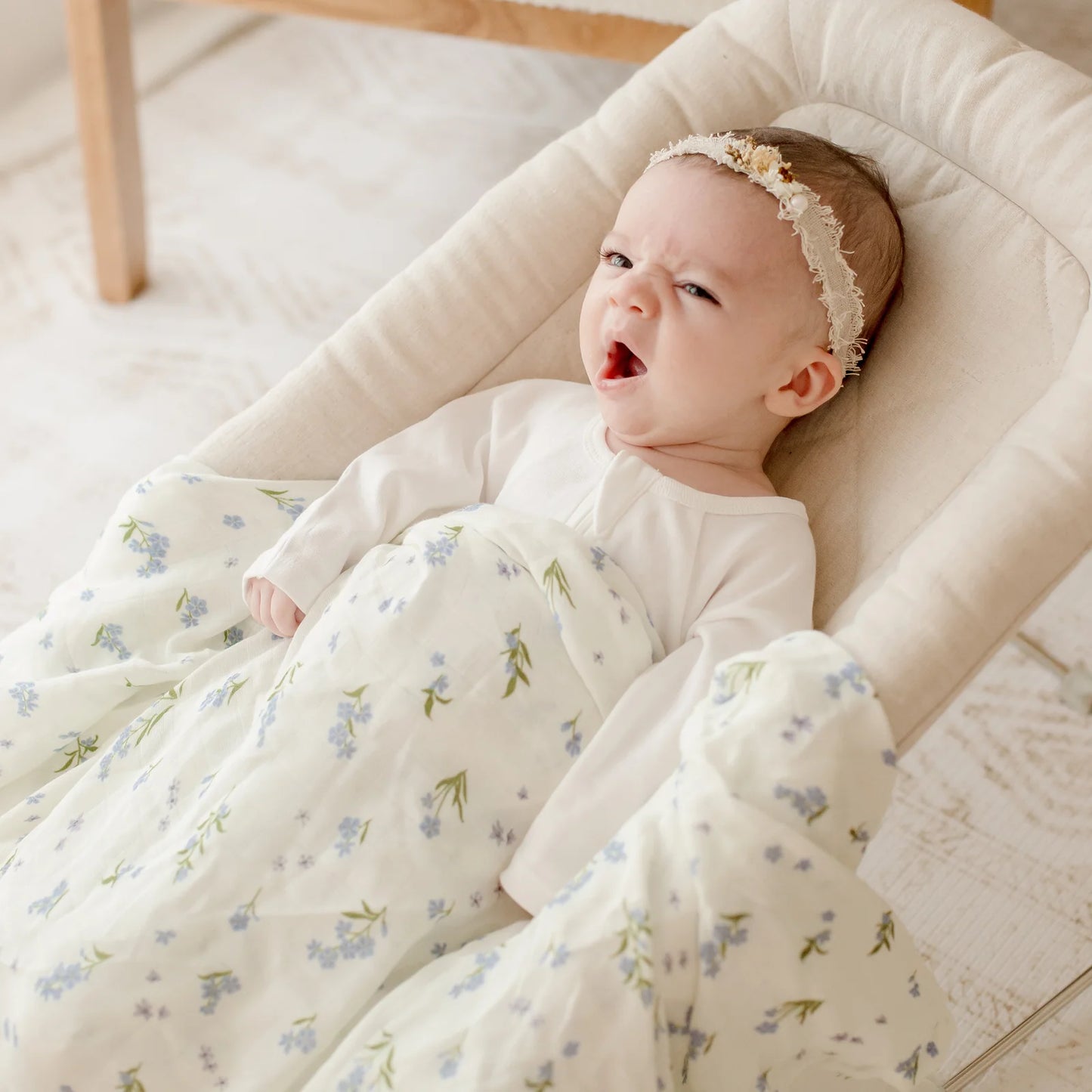 Organic Muslin Wrap Swaddle - Forget Me Not