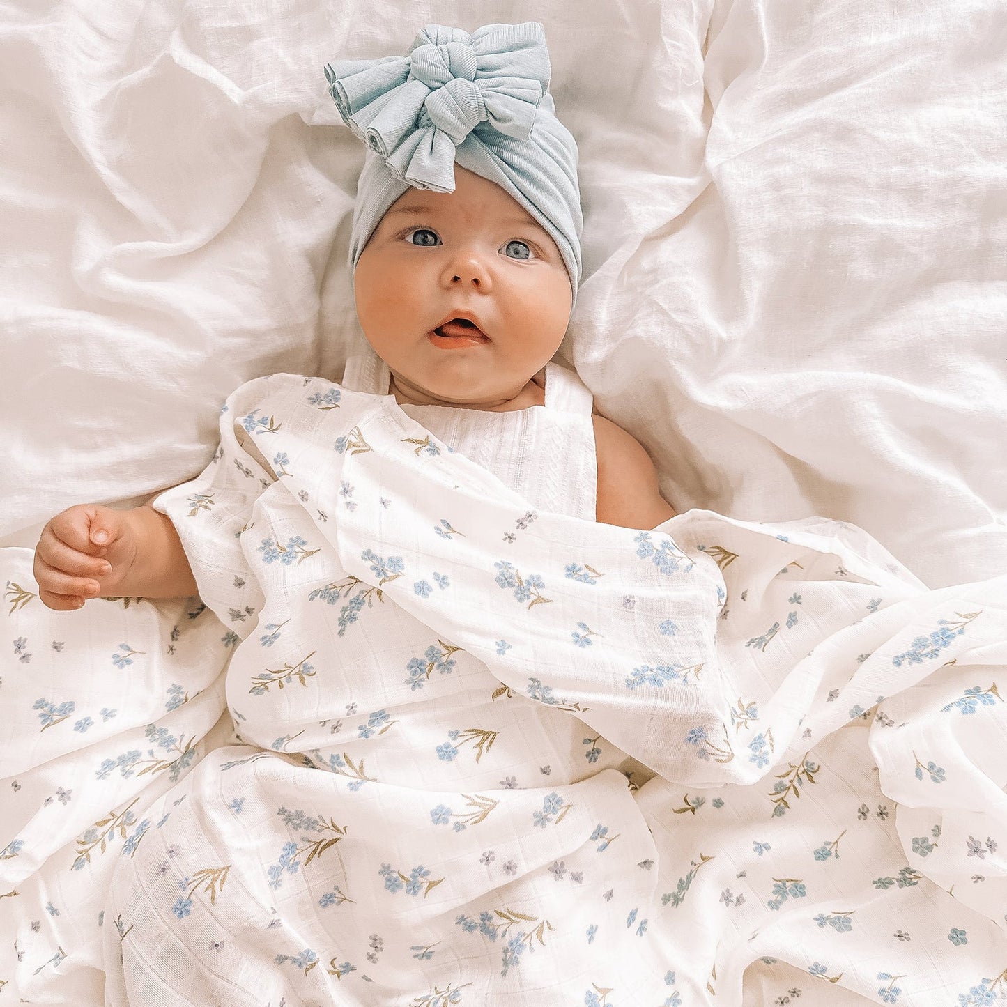 Organic Muslin Wrap Swaddle - Forget Me Not