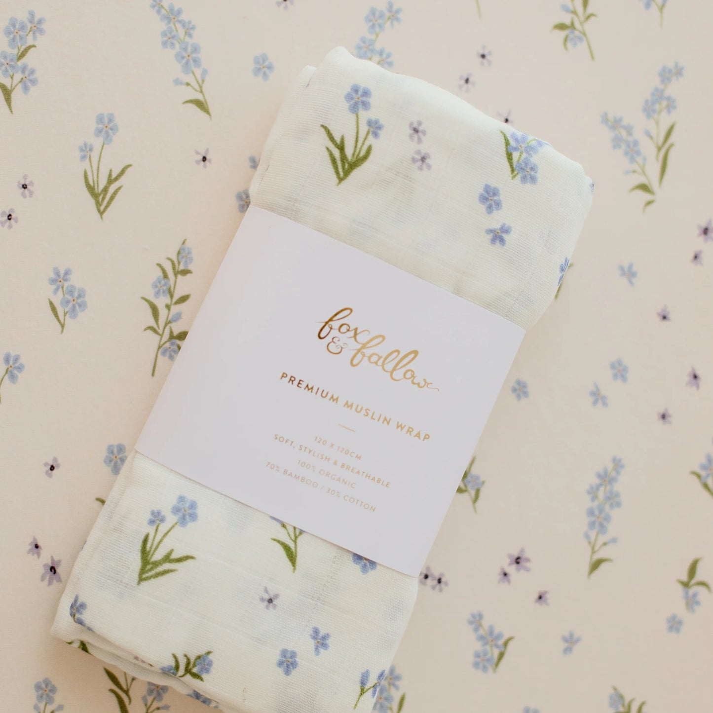 Organic Muslin Wrap Swaddle - Forget Me Not
