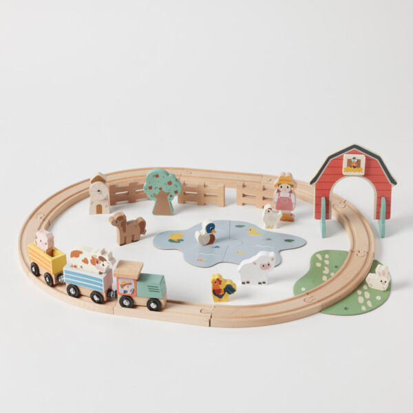 Wooden Farm Fun Train Set